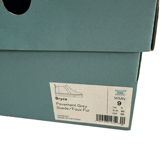 Toms Women's Suede and Faux Fur Ankle Boots Size 9 Bryce Pavement Gray - Picture 6 of 7